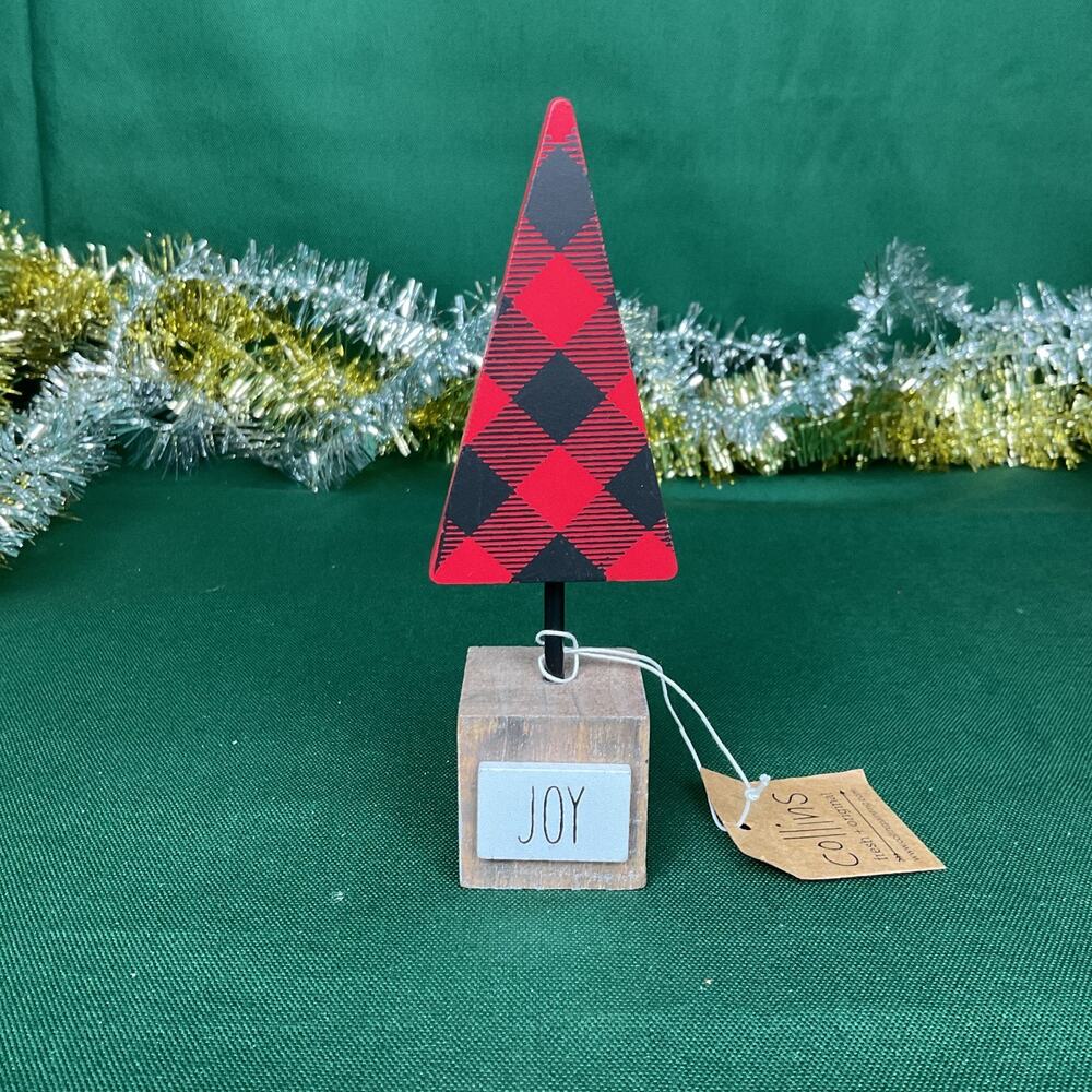 Collins Fresh Original Wooden Christmas Tree Tabletop Sign Sitter JOY